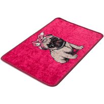 Kylpyhuonematto Linento Pink Pug, 40x60cm, pinkki