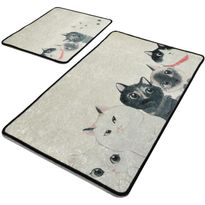 Kylpyhuonemattosetti Linento Angry Cats, 2kpl, beige