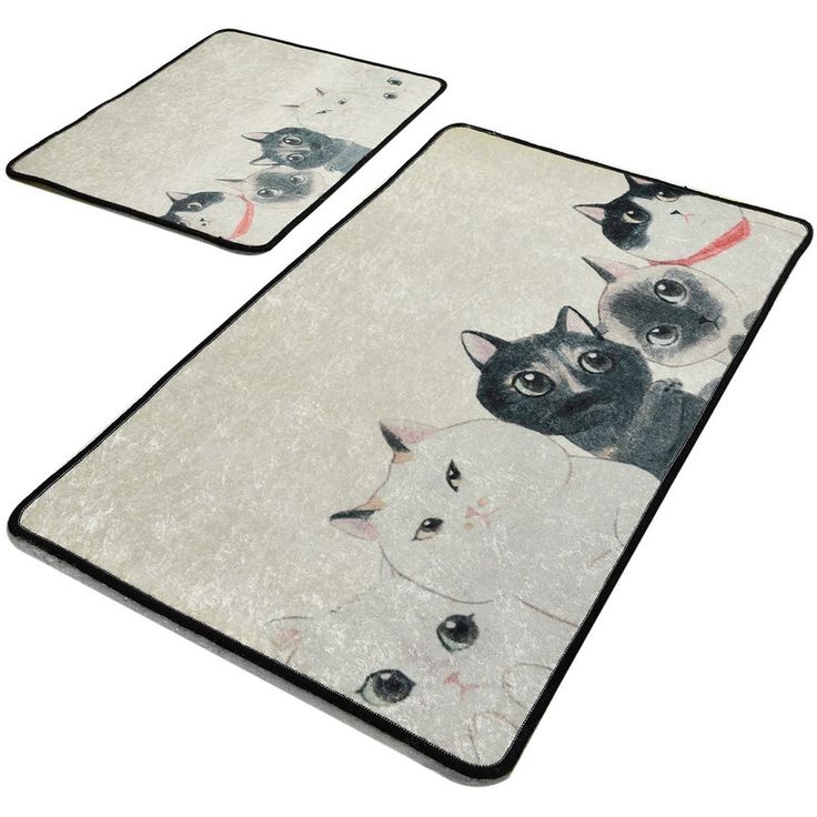 Kylpyhuonemattosetti Linento Angry Cats, 2kpl, beige