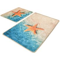 Kylpyhuonemattosetti Linento Stella Marina, 2kpl, sininen/beige