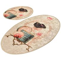 Kylpyhuonemattosetti Linento Glare, 2kpl, beige