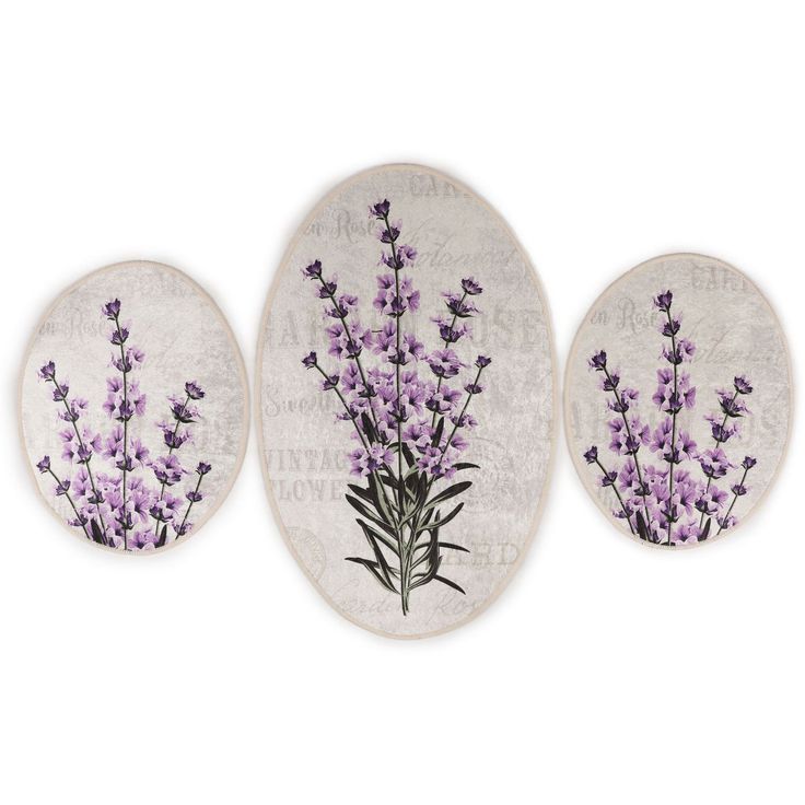 Kylpyhuonemattosetti Linento Lavender, 3kpl, valkoinen/liila