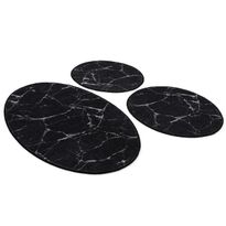 Kylpyhuonemattosetti Linento Marble Oval, 3kpl, musta