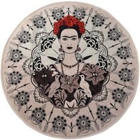 Kylpyhuonematto Linento Frida Round, beige/musta