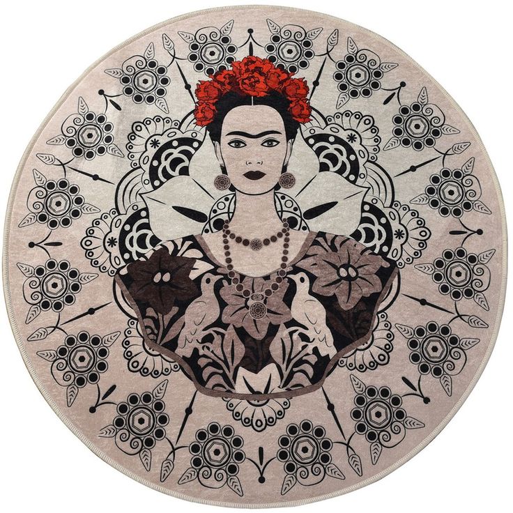 Kylpyhuonematto Linento Frida Round, beige/musta