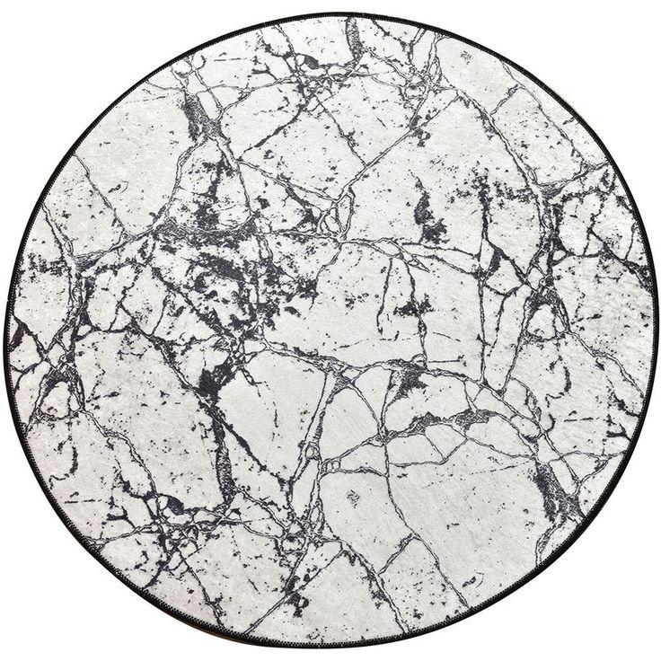 Kylpyhuonematto Linento Marble, Ø100cm, valkoinen