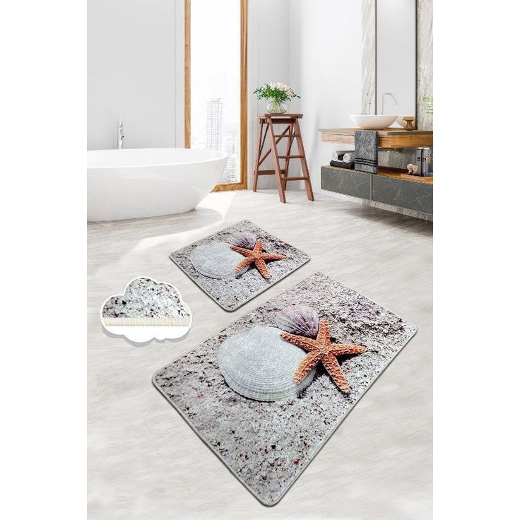 Kylpyhuonemattosetti Linento Starfish, 2kpl, beige