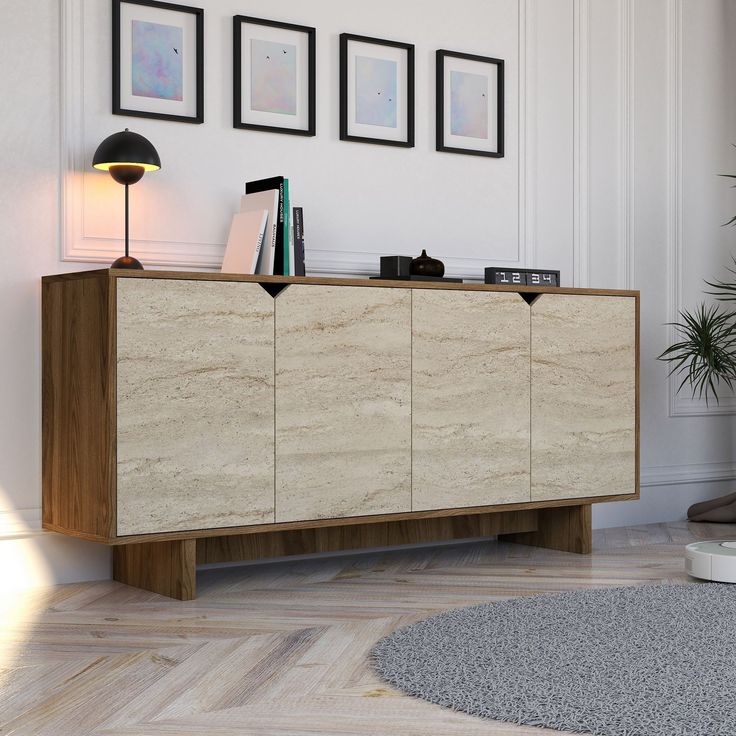 Senkki Linento Furniture Istemi, leveys 180cm, travertiinikuosi/pähkinä