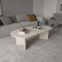 Sohvapöytä Linento Furniture Diana Elips, 120x55cm, beige travertiinikuosi