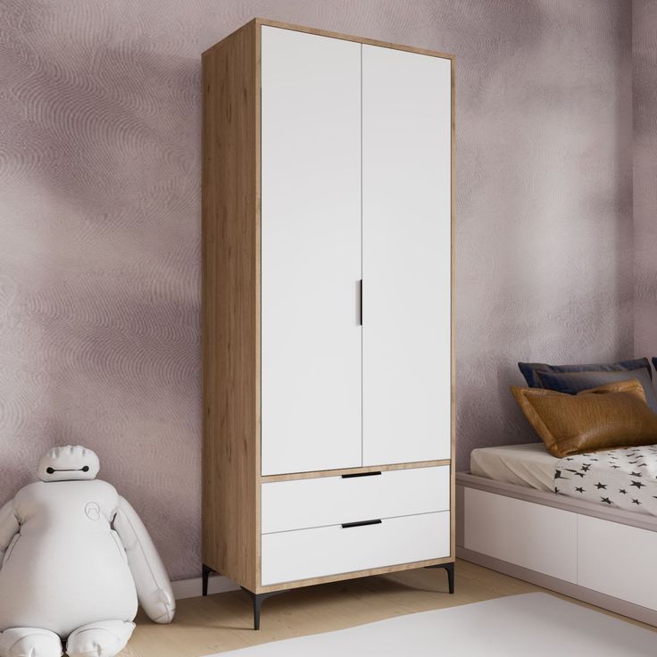 Vaatekaappi Linento Furniture Aden Drawes, 80x192cm