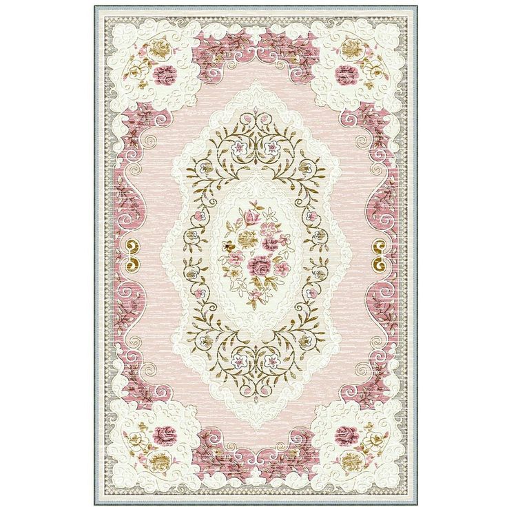Käytävämatto Linento EEXFAB696, 80x150cm, vaaleanpunainen/beige