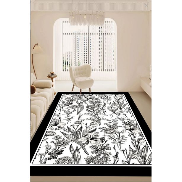 Matto Linento Fochel, mustavalkoinen, eri kokoja