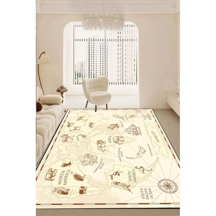 Matto Linento Map, beige, eri kokoja