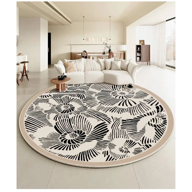 Pyöreä matto Linento Latino, mustavalkoinen/beige, eri kokoja