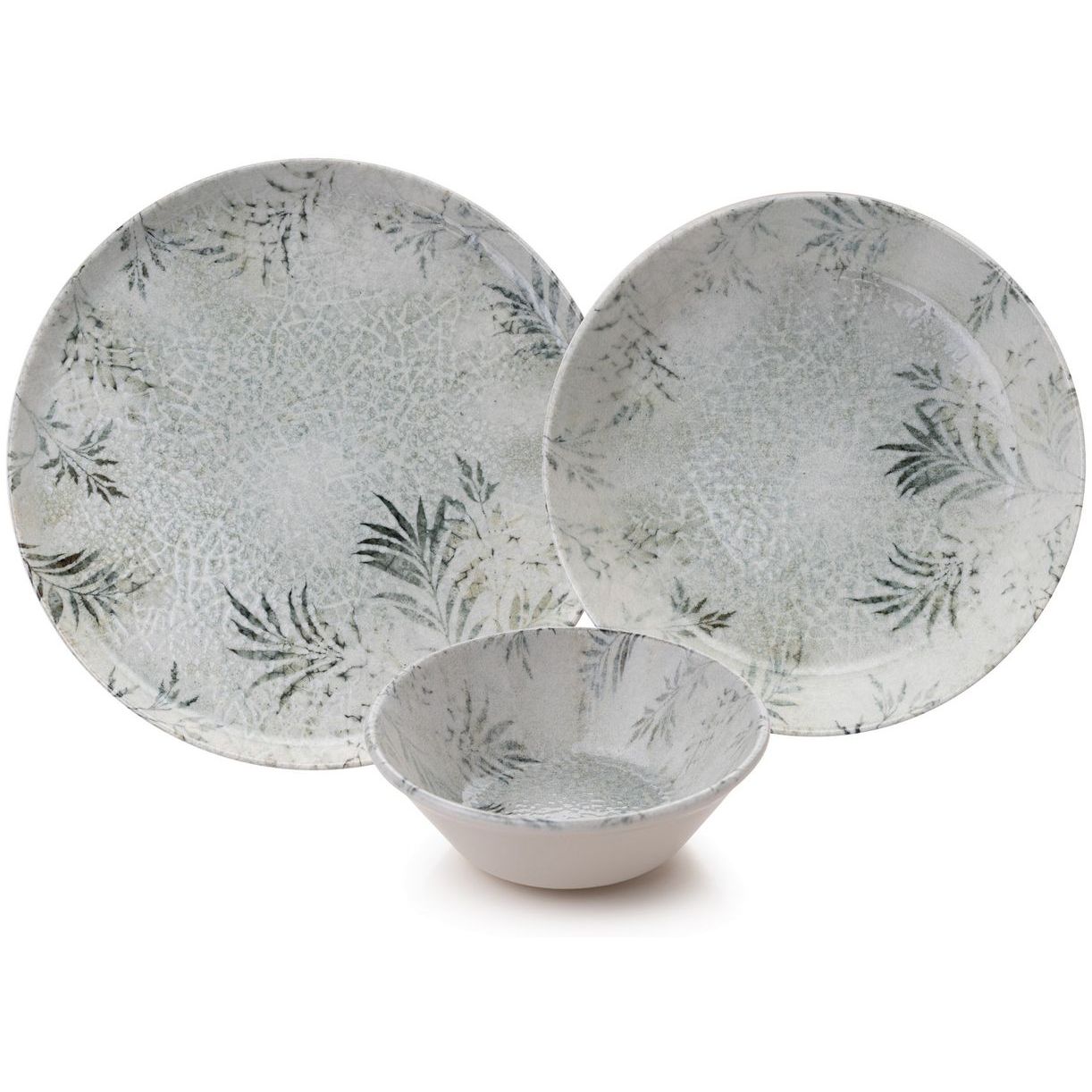 Lautassetti Linento Celina, 18 osaa, valkoinen/harmaa