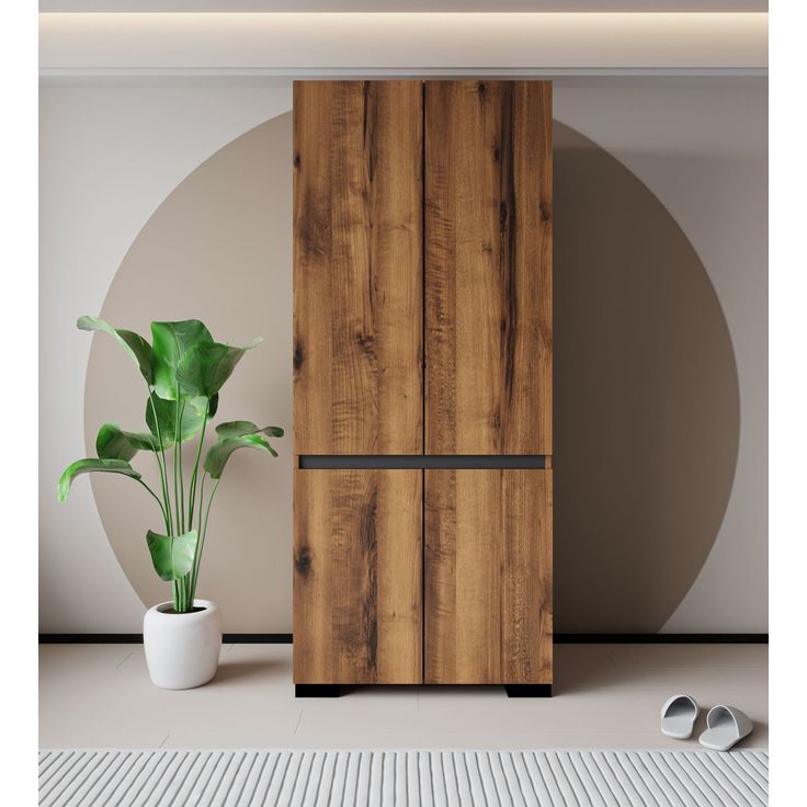 Vaatekaappi Linento Furniture Floransa 90, 90x210cm, ruskea/antrasiitti