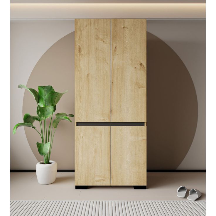 Vaatekaappi Linento Furniture Floransa 90, 90x210cm, vaalean ruskea/antrasiitti