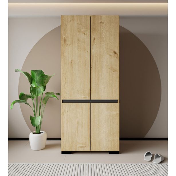 Vaatekaappi Linento Furniture Floransa 90 V3, 90x210cm, vaalean ruskea/antrasiitti