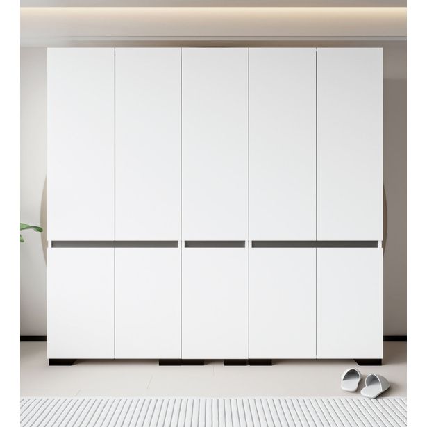 Vaatekaappi Linento Furniture Floransa 225, 225x210cm, valkoinen/antrasiitti