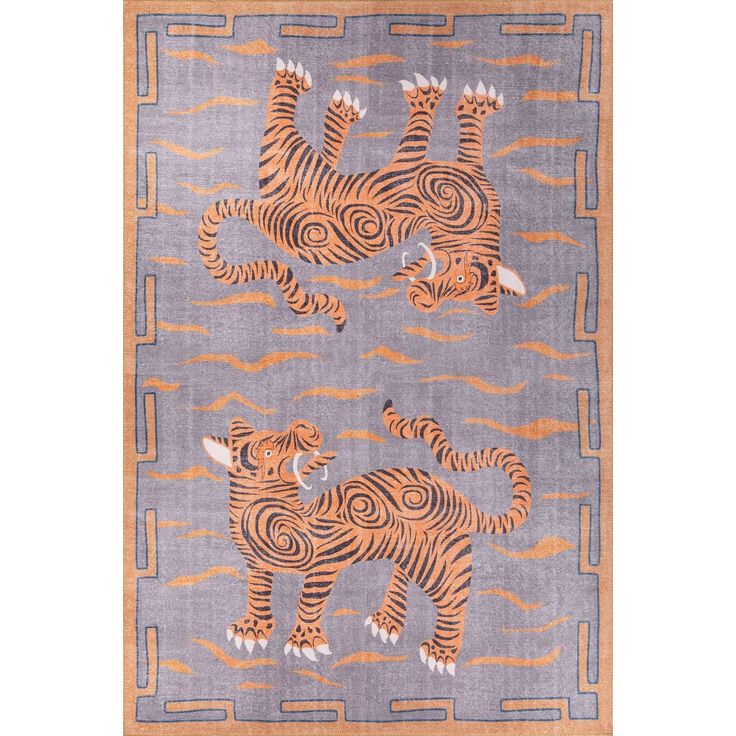 Käytävämatto Linento Opus Chenille, 75x150cm, oranssi/harmaa