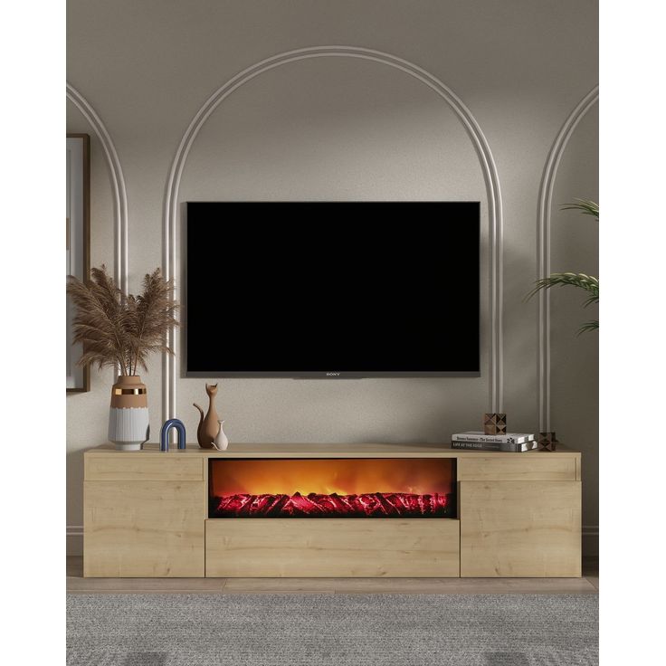 TV-taso Linento Furniture Elodi, leveys 180cm, sähkötakalla, ruskea