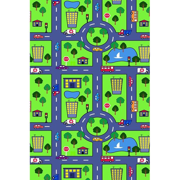 Liikennematto Linento HMNT458, 60x100cm, vihreä/sininen