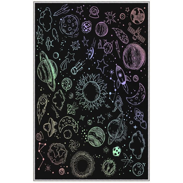Lastenhuoneen matto Linento HMNT489, 100x200cm, musta