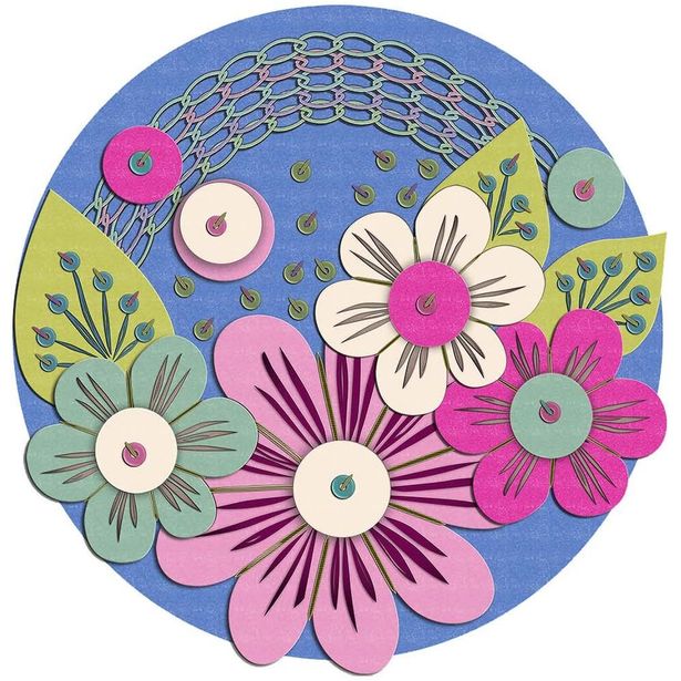 Pyöreä matto Linento Camellia Ø60cm sininen/pinkki