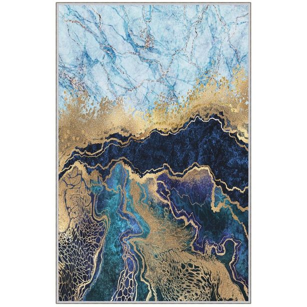 Kynnysmatto Linento HMNT768, 50x80cm, sininen/kulta