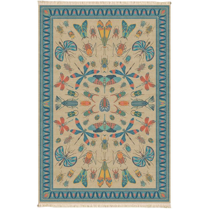 Matto Linento 133 100x150cm beige/sininen