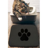 Kissan ruokailualusta Linento Cat Paw Mat, musta