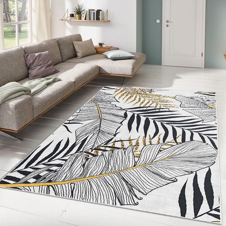 Matto Linento ALHO CARPET-2A, mustavalkoinen/kulta, eri kokoja