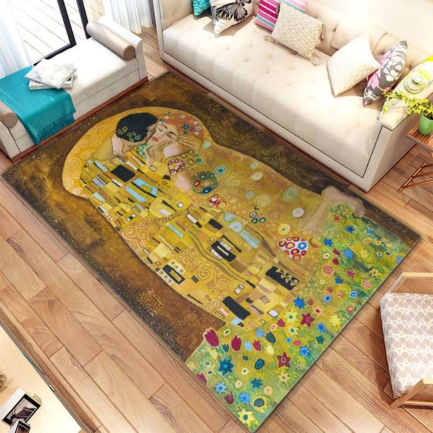 Matto Linento Gustav Klimt - The Kiss, 80x140cm, keltainen/kulta
