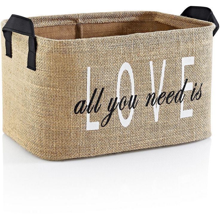 Säilytyskori Linento All You Need Is Love, 30x12x18cm, vaaleanruskea