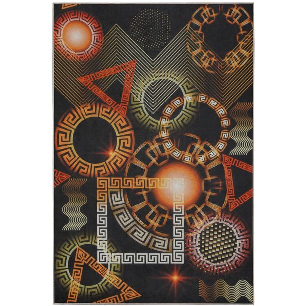 Käytävämatto Linento Nova, 80x150cm, musta/oranssi