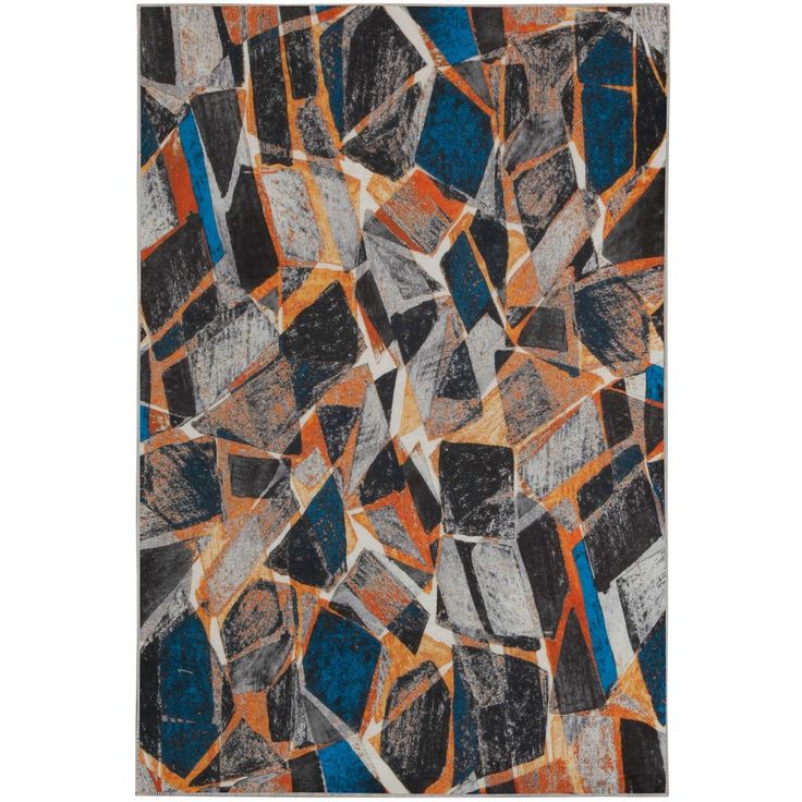 Matto Linento Chaim, 100x150cm, oranssi/sininen