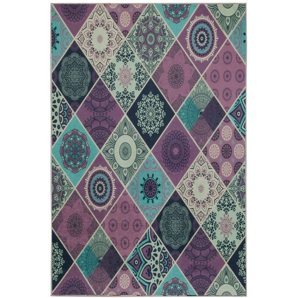 Käytävämatto Linento Valencia, 80x150cm, violetti/turkoosi