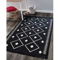 Käytävämatto Linento Cotton 2, 80x150cm, musta/valkoinen