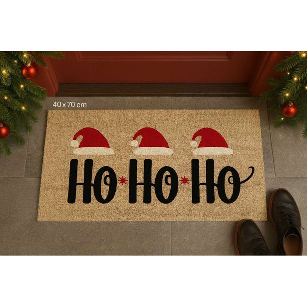 Ovimatto Linento Pukki, 40x70cm, beige/punainen