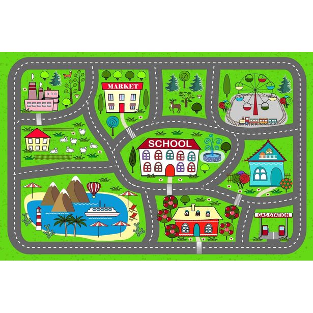 Lastenhuoneen matto Linento Hem Hawaii 100x150cm vihreä