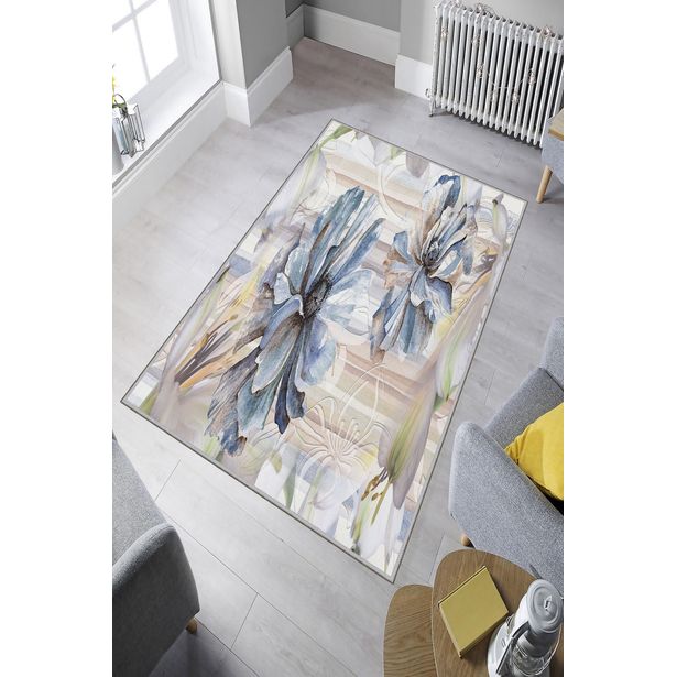 Matto Linento Exfab293, 100x150cm, sininen/beige