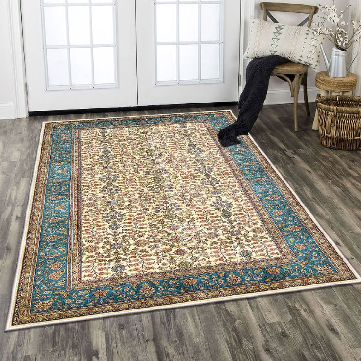 Käytävämatto Linento Els1835, 80x120cm, beige/sininen