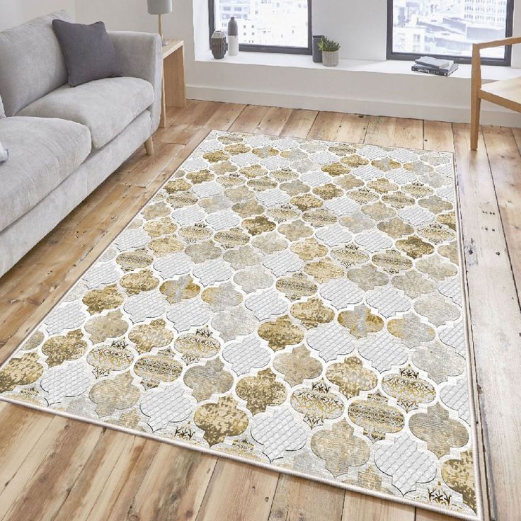 Käytävämatto Linento Els2389, 80x120cm, beige/valkoinen