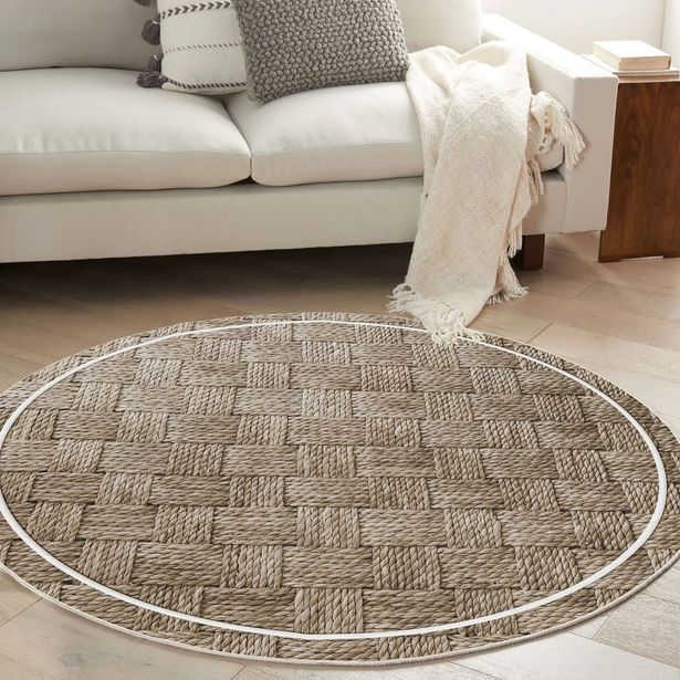 Pyöreä matto Linento Woopamuk502, Ø90cm, beige/harmaa