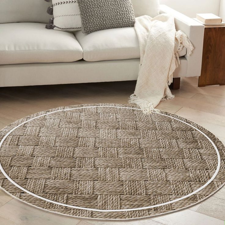 Pyöreä matto Linento Woopamuk502, Ø90cm, beige/harmaa