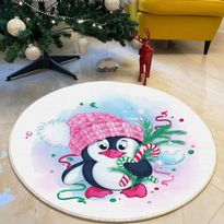 Joulumatto Linento Woopamuk459, Ø80cm, pinkki/valkoinen