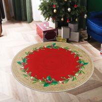 Joulumatto Linento WOOBTNY0516, pyöreä, punainen/ruskea, eri kokoja