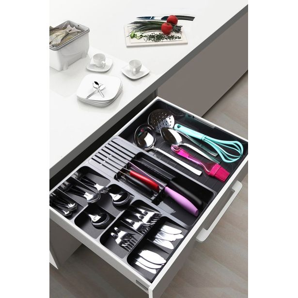 Aterinlaatikko Linento Bite, 50x40x6.5cm, harmaa