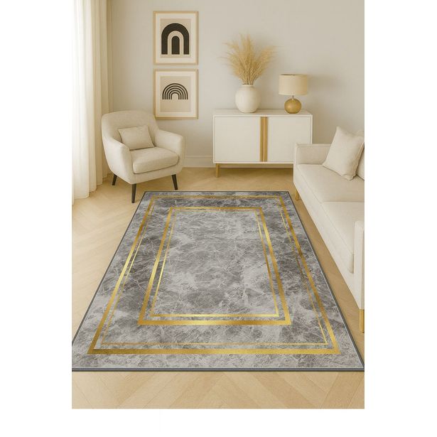 Käytävämatto Linento HM-CRP25-37, 80x140cm, harmaa/kulta