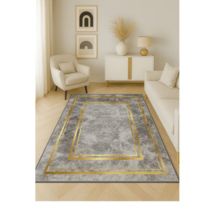 Käytävämatto Linento HM-CRP25-37, 80x140cm, harmaa/kulta